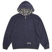 YARDSALE REVERSIBLE FLANNEL HOODIE - KHAKI / BLUE