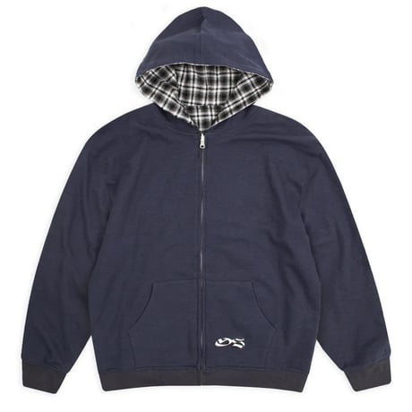 YARDSALE REVERSIBLE FLANNEL HOODIE - KHAKI / BLUE