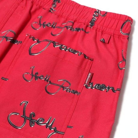 HELLRAZOR METAL SCRIPT LOGO SHORTS - RED