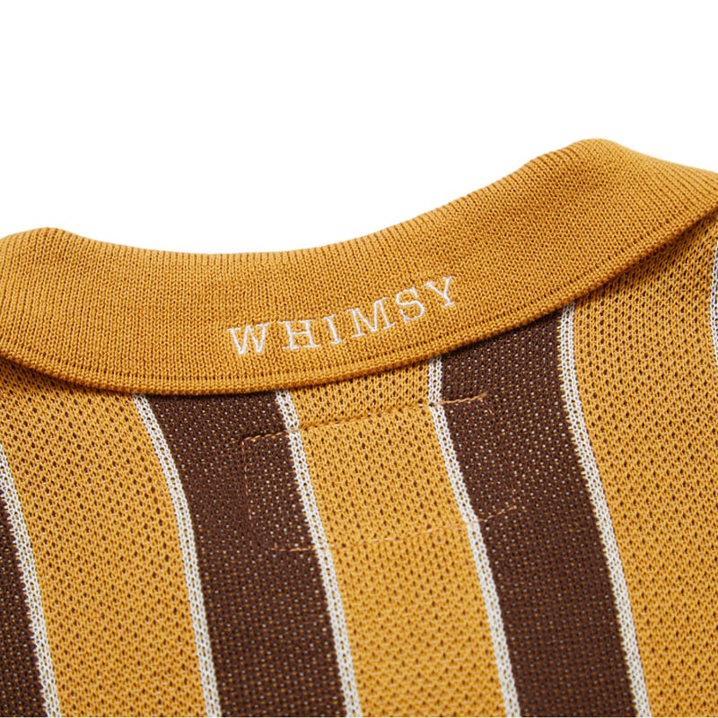 WHIMSY STRIPED KNIT POLO-GOLD | BOTTOM LINE