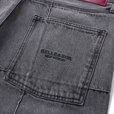 HELLRAZOR BLOCK BAGGIE DENIM PANTS - DARK BLACK