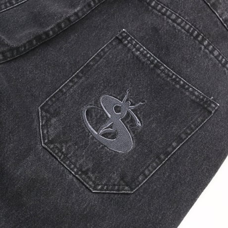 YARDSALE SLUB SATIN PHANTASY JEANS - BLACK