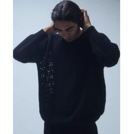 OCTAGON WEB KNITTED SWEATER - BLACK