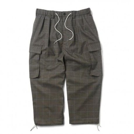 INTERBREED PLAID COMFY CARGO PANTS-BROWNPLAID