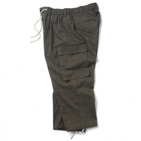 INTERBREED PLAID COMFY CARGO PANTS-BROWNPLAID