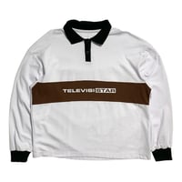 TELEVISISTAR BOXY LONGSLEEVE TVS POLOSHIRT - WHITE/BROWN