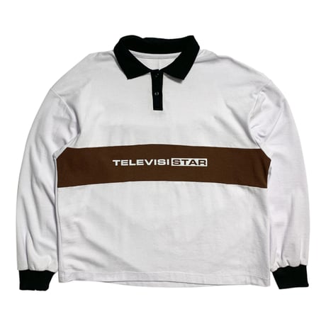 TELEVISISTAR BOXY LONGSLEEVE TVS POLOSHIRT - WHITE/BROWN