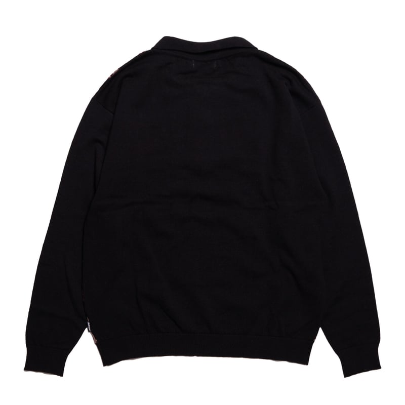 HELLRAZOR CHAIN HALF ZIP KNIT SWEATER - BLACK |...