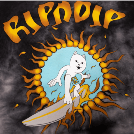 RIPNDIP SURF UP L/S TEE-BLACK LIGHTNING WASH