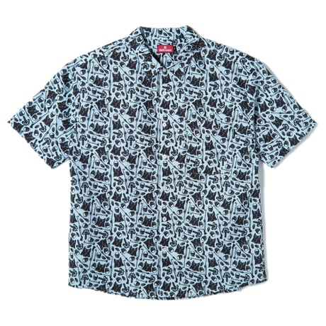 HELLRAZOR SKULL OXFORD SHIRT - SAX BLUE