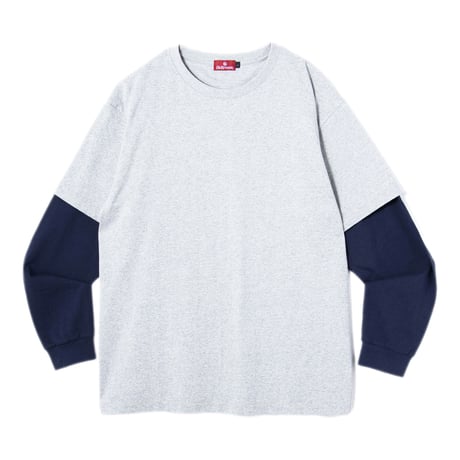 HELLRAZOR TAKE CARE LAYERED L/S TEE - ASHGREY/NAVY