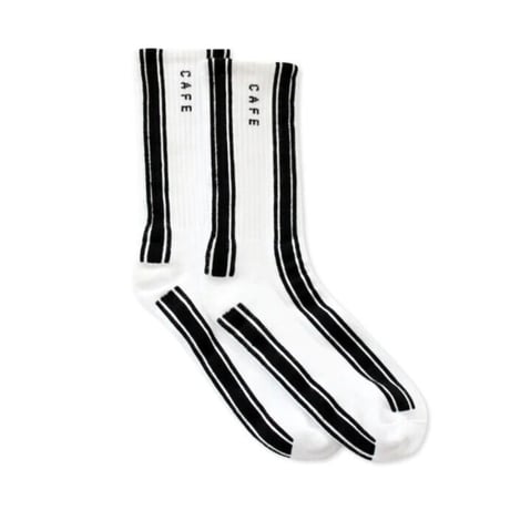 SKATEBOARD CAFE STRIPESOCKS HI -  WHITE/BLACK