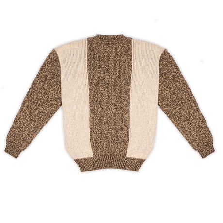 OCTAGON  CROSSED KNITTED SWEATER - CREAM/BROWN