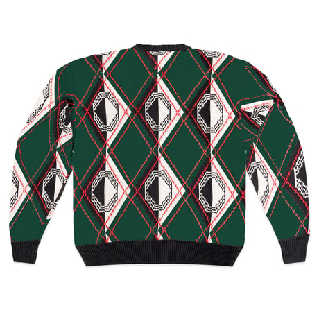 OCTAGON CADENCE KNITTED SWEATER - GREEN/BLACK/WHITE