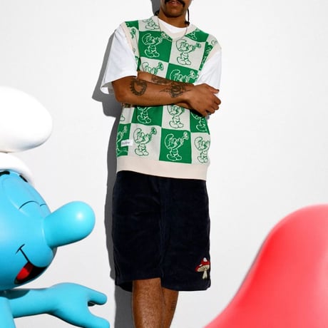 BUTTER GOODS X SMURFS MUSHROOM CORDUROY SHORTS - INDIGO