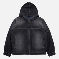 INTERBREED MASH UP DENIM HOODIE - BLACK | BOTTO