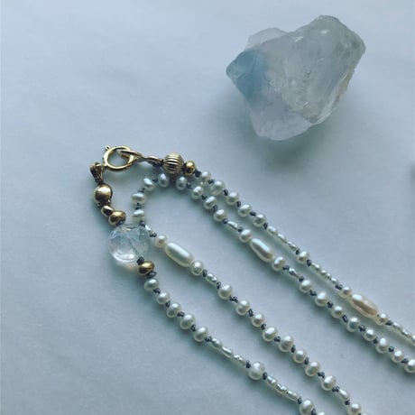 『cold moon』 -pearl necklace.moonstone-受注生産品