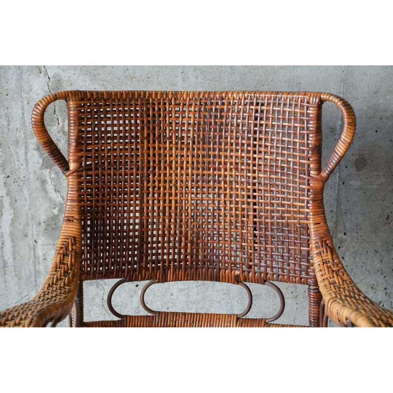 ラタン　アームチェア 山川ラタン アームチェア 菊椅子 サイドテーブル ジャパン