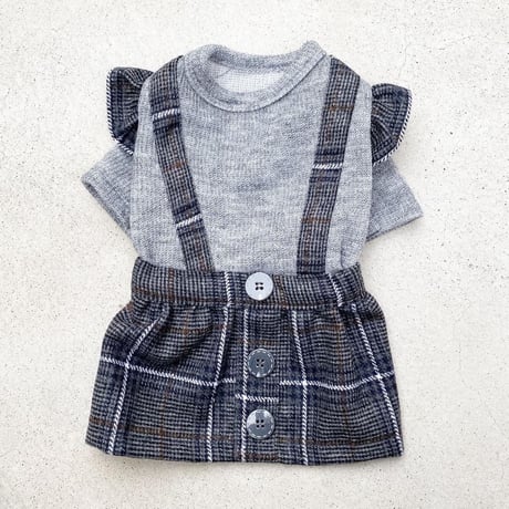 tweed check one-piece . ［ gray ］