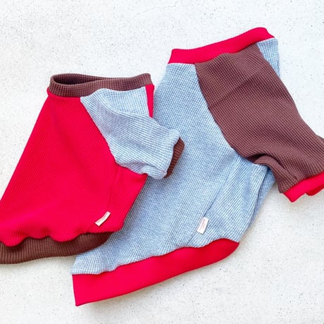 ORIGINAL waffle raglan knit . ［ gray  XS , S , M ］