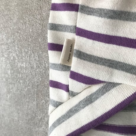 ORIGINAL 七分袖 border tops . ［gray×purple   L , XL , HPS , HPM , HPL ］