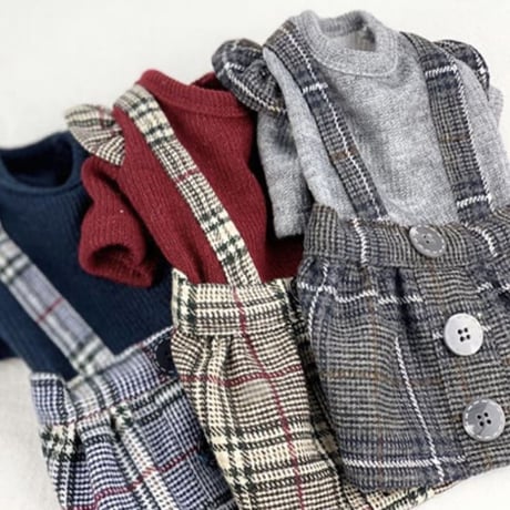 tweed check one-piece . ［ gray ］
