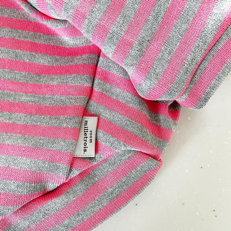 ORIGINAL 七分袖 border tops. ［ pink × gray  L , XL  , HPS , HPM , HPL  ］