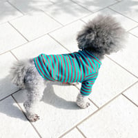 ORIGINAL 七分袖 border tops. ［ blue × brown   XS, S , M ］