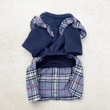 tweed ribbon one-piece . ［ blue ］