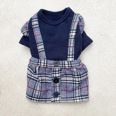 tweed ribbon one-piece . ［ blue ］
