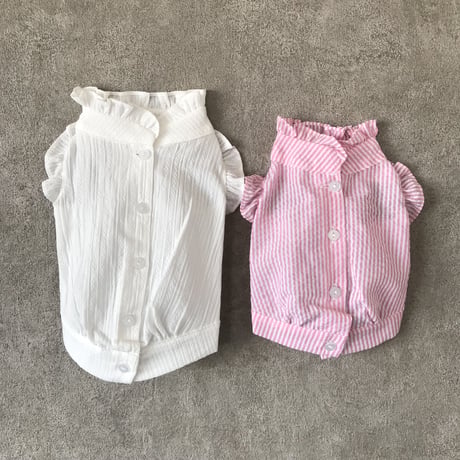 backbotão frill  shirt . ［ pink ］