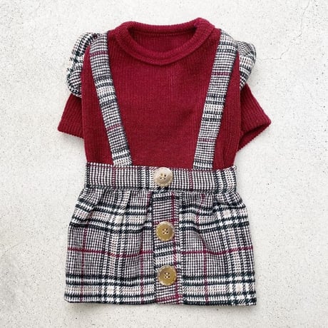 tweed ribbon one-piece . ［ red ］
