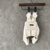 denim salopette pants . [ ivory ]