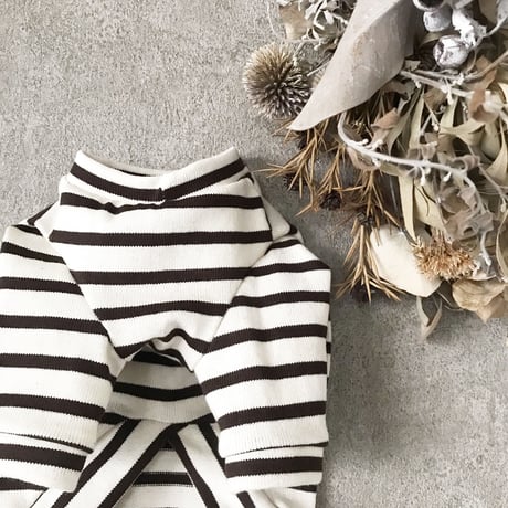 ORIGINAL 七分袖 border tops . ［ ivory×brown  XS , S , M  ］