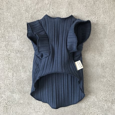 frill ribbon tank top . ［ navy ］