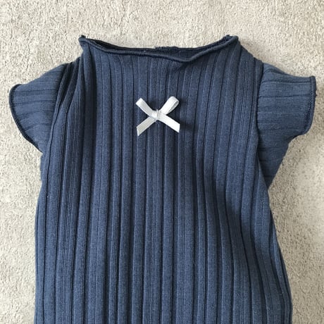 frill ribbon tank top . ［ navy ］