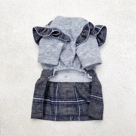 tweed check one-piece . ［ gray ］