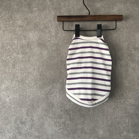 ORIGINAL 七分袖border tops . [  gray×purple   XS , S , M  ]