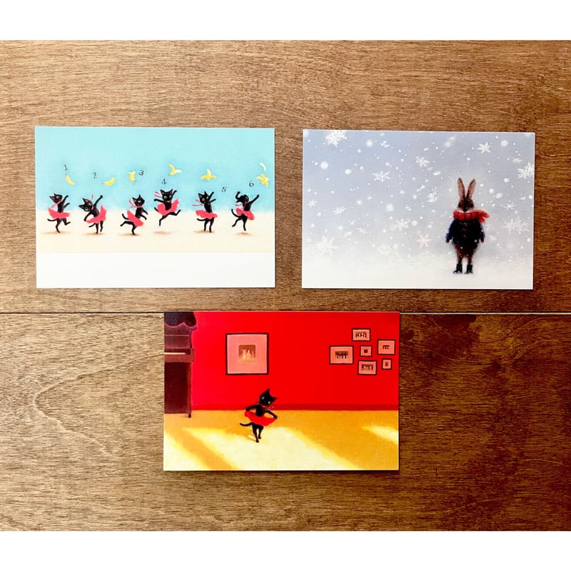 牧野千穂 絵本ポストカード3点セット（『ちびねこチュチュとスプーンの