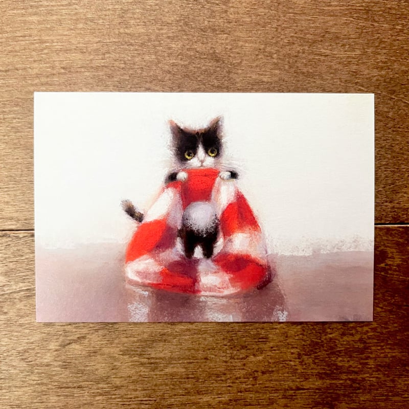 牧野千穂 『うきわねこ』ポストカード4点セット | よもぎBOOKS