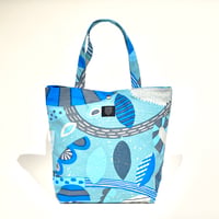 TANSAN Tote Bag L 「Uzumaki flower」blue