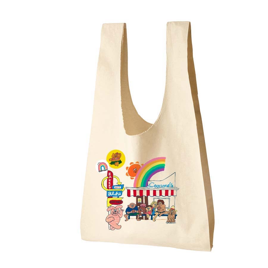 でっかいエコ布バッグに缶バッジ2個ついてるよ | AMY 