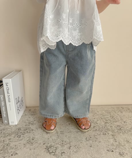 即納wash wide denim