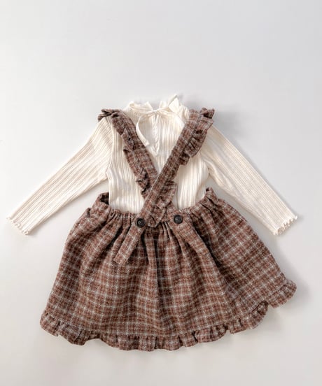 即納　Back ribbon stand collar Tee