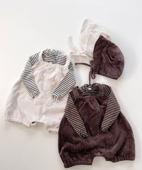 即納  Clap rompers bonnet set