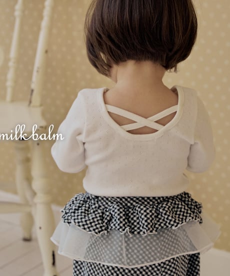 即納 milkbalm Eyelet Cross Back Tee