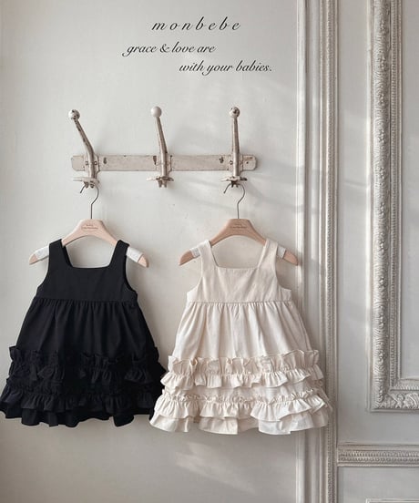 即納 monbebe Mono frill one piece (ママとお揃い)
