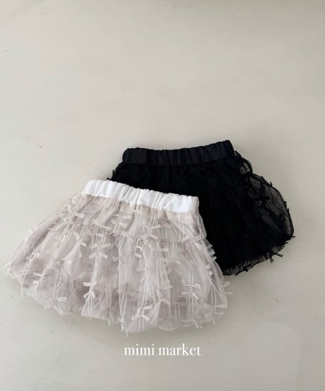 即納 mimi market Ribbon Mesh Balloon skirt