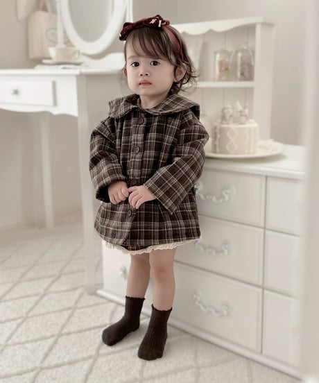 即納 sailor check coat
