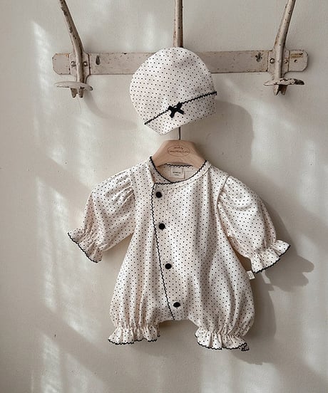 即納monbebe  Dot glory suit (bonet set)